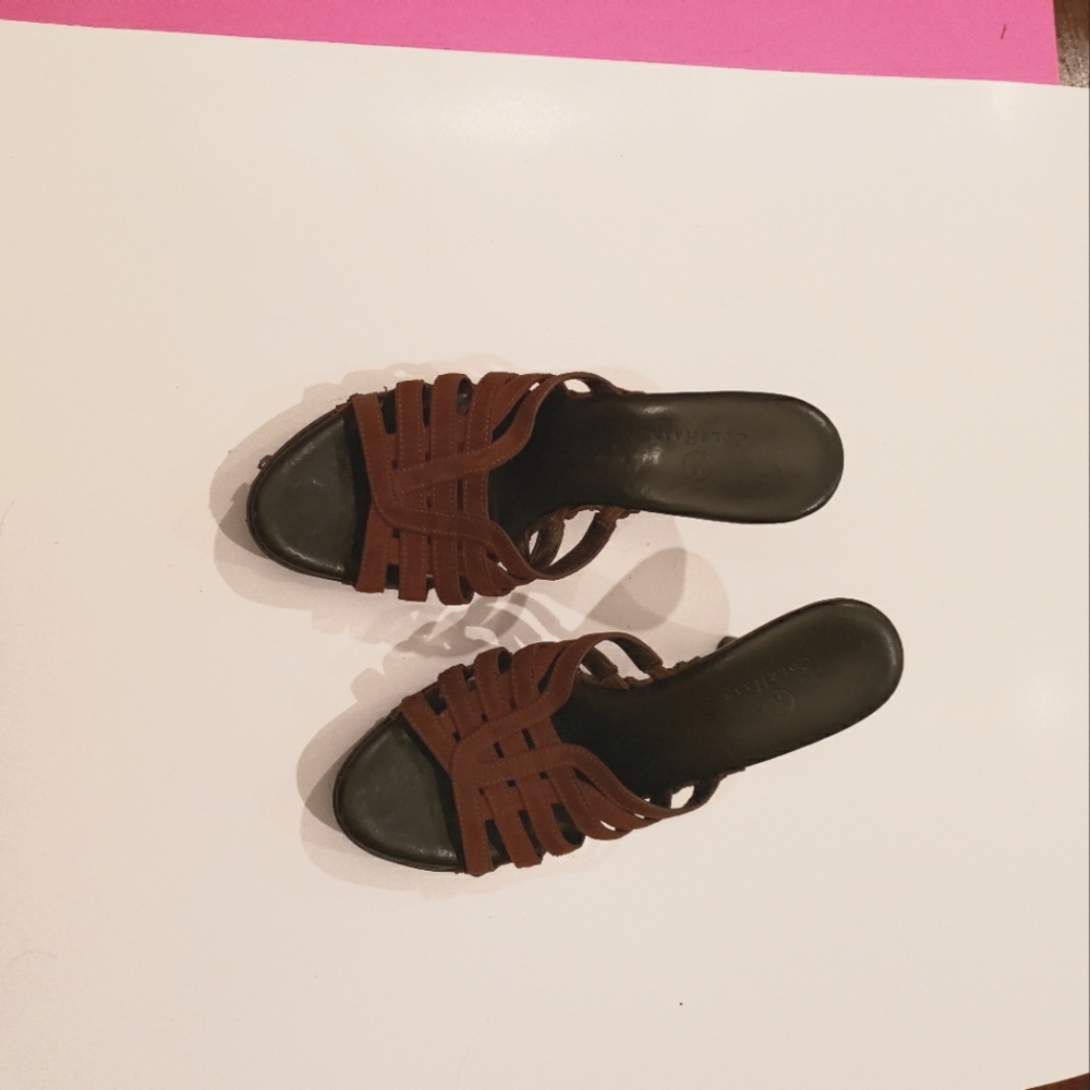 Female brown Cole Haan shoes.